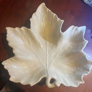 Lily Creek Pottery cream maple leaf serving bowl